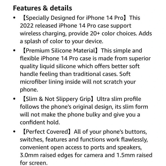 OTOFLY Designed for iPhone 14 Pro Case, Silicone Shockproof Slim Thin Phone Case - Picture 8 of 8